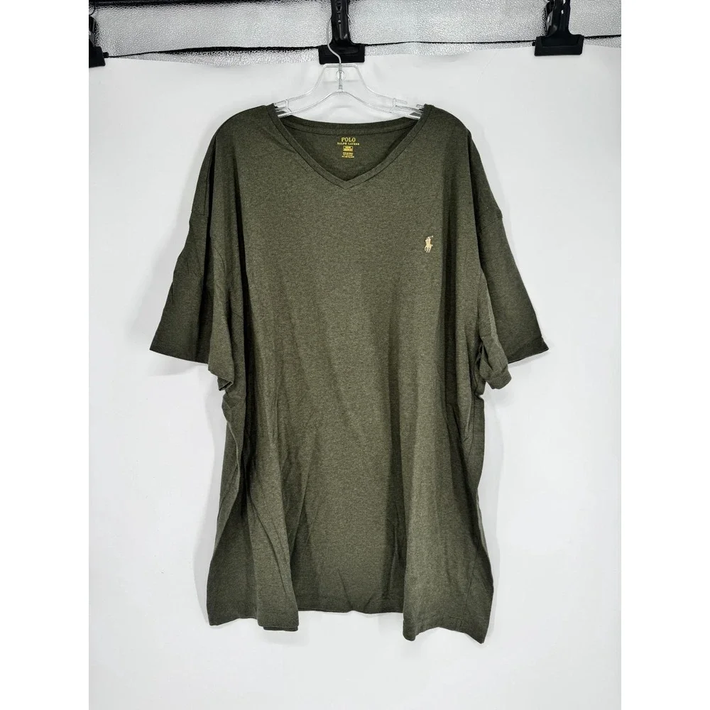 Polo Ralph Lauren T Shirt 3XL Big 3XB Olive Moss Pony Logo Short Sleeve V Neck